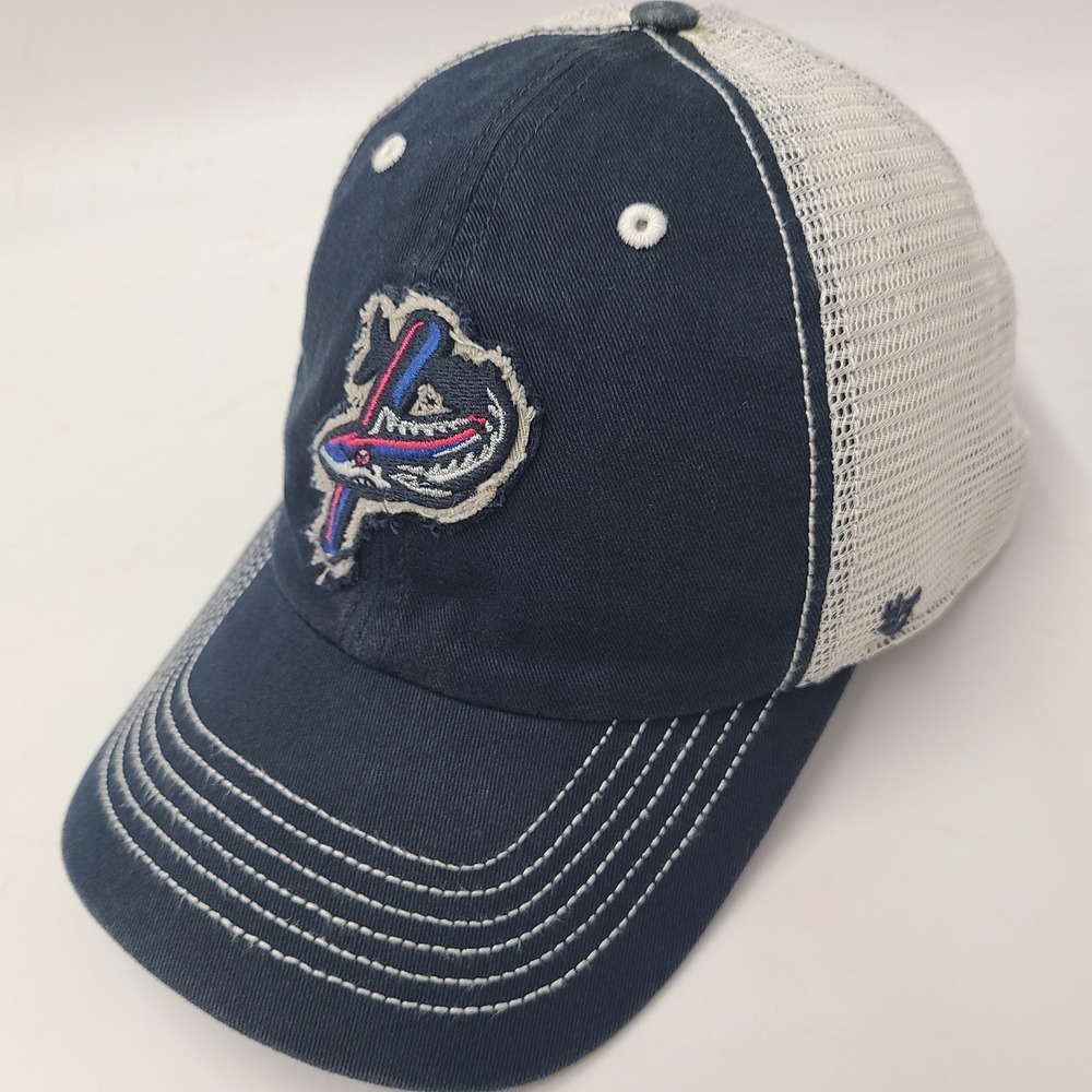 Pensacola Blue Wahoos Hat Fitted S-M Trucker Mesh 47 Brand Blue White MiLB Men